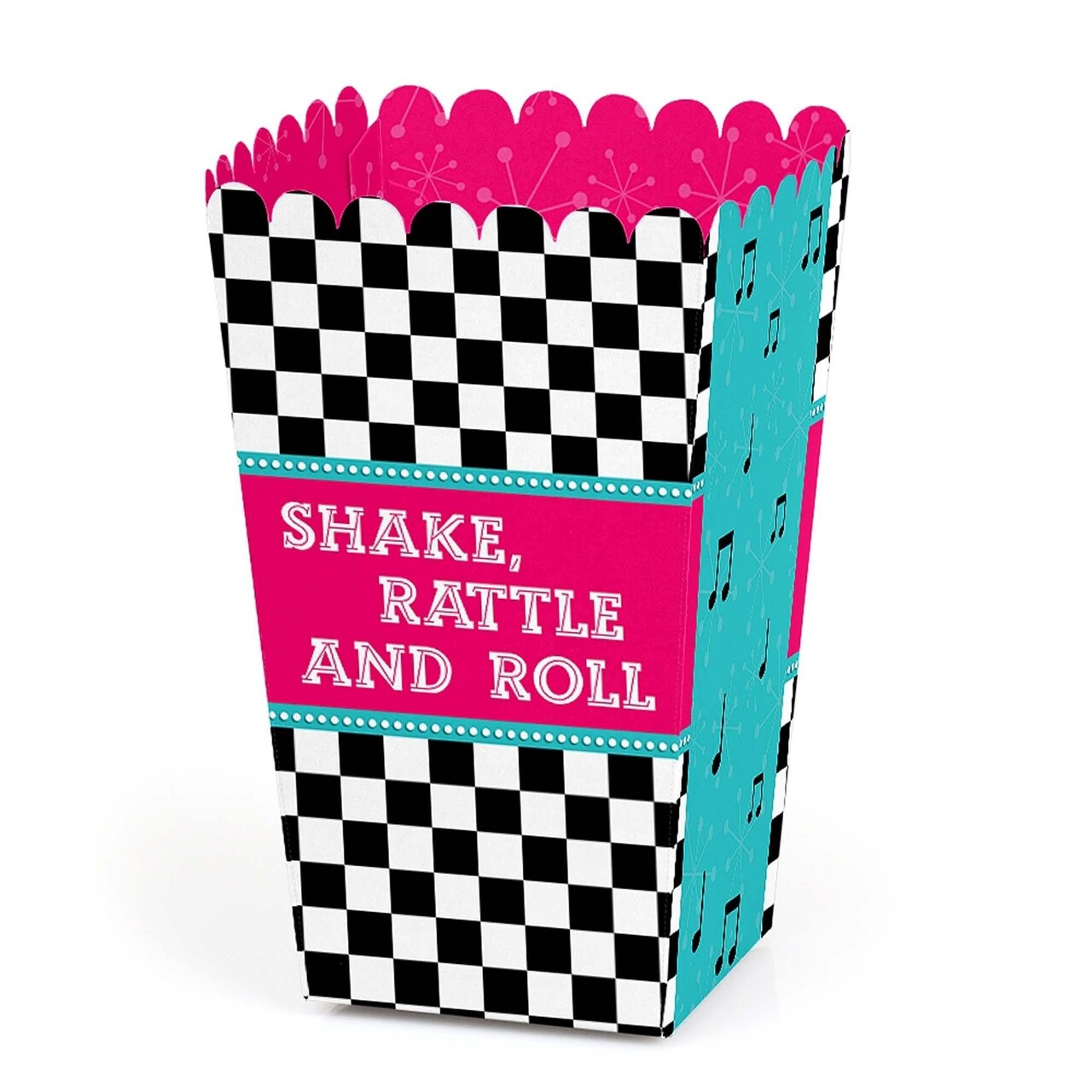 Big Dot of Happiness 50's Sock Hop - 1950s Rock N Roll Party Favor Popcorn Treat Boxes - Set of 12